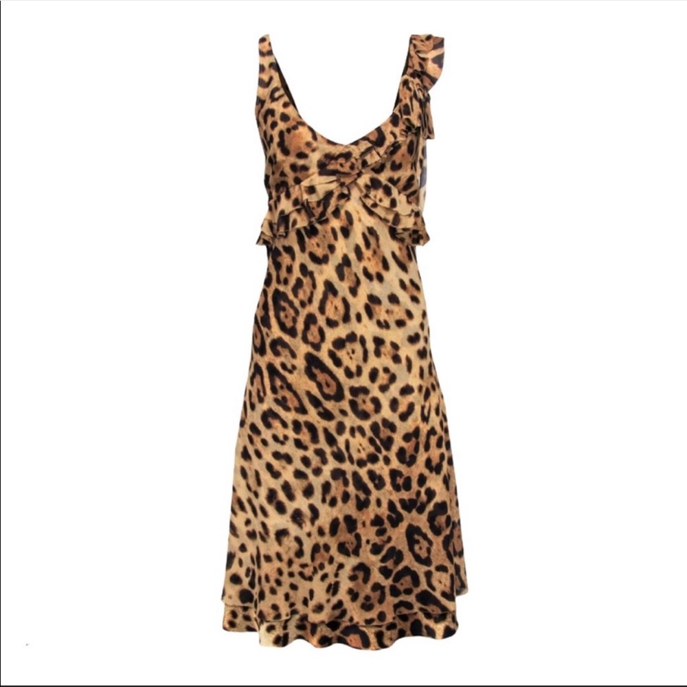 Escada Silk Leopard Print Sleeveless Dress Size 34